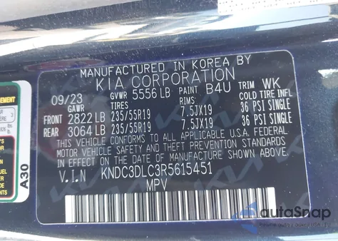 2024 Kia Ev6 Light Long Range from USA, damaged, VIN KNDC3DLC3R5615451